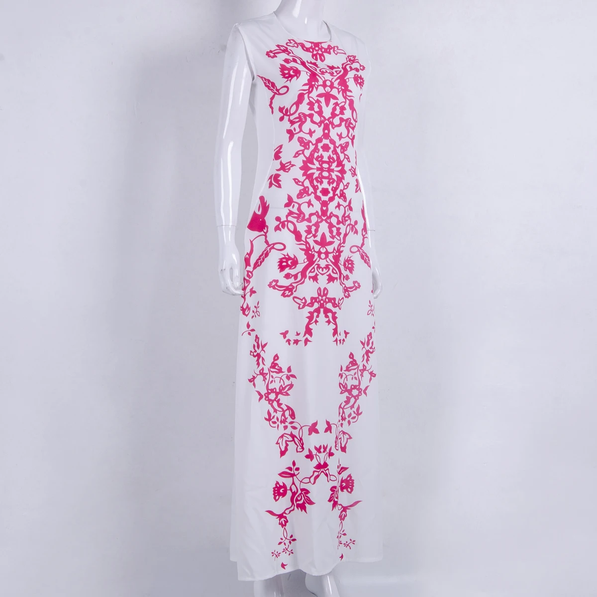 Женское пляжное платье макси без рукавов с цветочной вышивкой длиной до пола