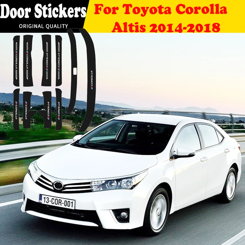 

Car Door Sill Leather Stickers ForToyota Corolla Altis 20142018Protection Plate Carbon Fiber Threshold Strip Front Rear Taildoor
