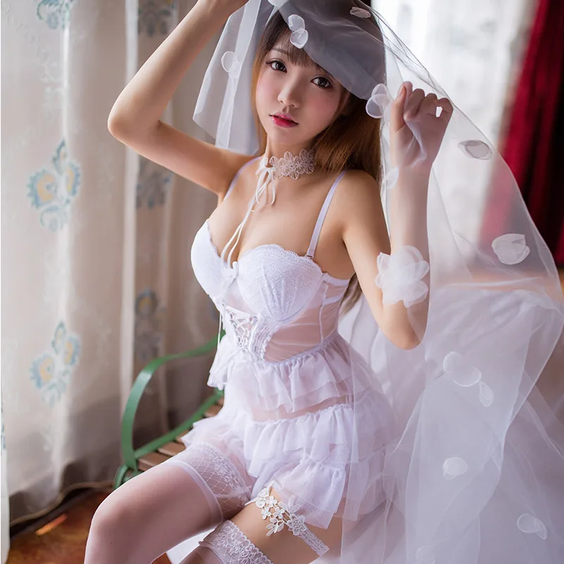 

Wedding Dress Cake Princess Dress Women Sexy Sleepwear Erotic Nightdress Lace Stockings Hot Bodysuit Pajamas