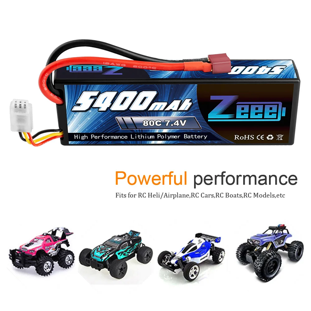 1/2units Zeee 5400mAh 80C 2S 7.4V Lipo Battery Hardcase with Deans Plug RC Lipo Battery for RC Car Boat Truck Drone Helicopter images - 6