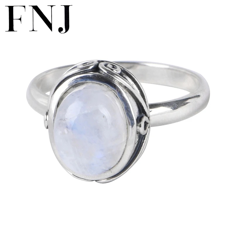 

FNJ Oval Moonstone Ring 925 Silver New Original S925 Sterling Silver Rings for Women Jewelry USA size 6-8