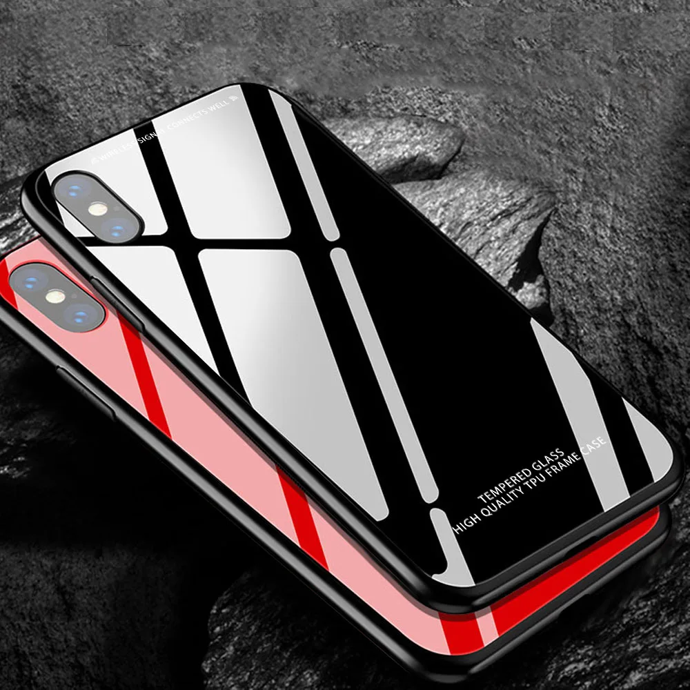 Роскошный чехол из закаленного стекла для iphone 8 plus x 7plus xs xr 7 6s чистый цвет мягкий