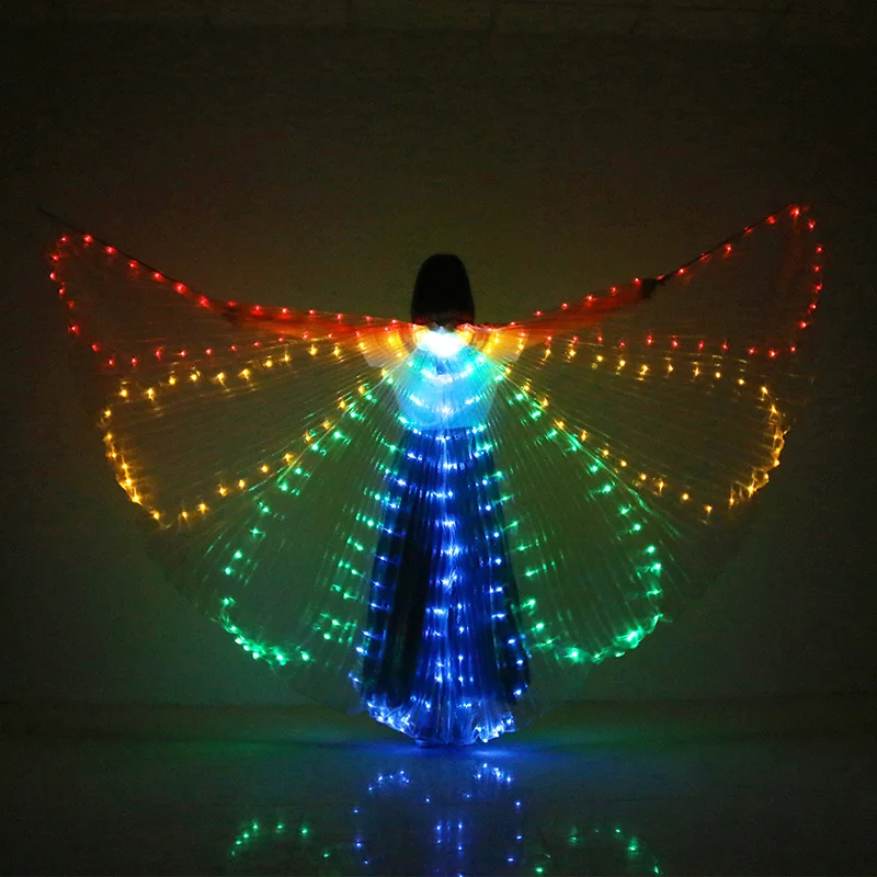 Красочные крылья для танца живота светодиодные аксессуары девушек Светодиодные