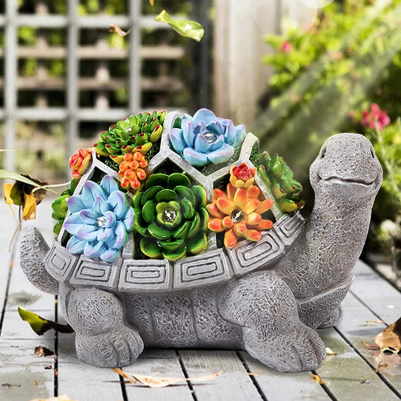 

Tortoise Garden Ornament Decorative Garden Ornament with Solar-Powered Lights Decoration for The Garden Patio or Lawn 1pc