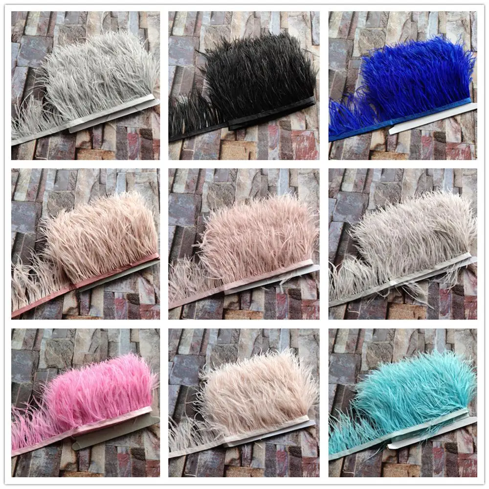 Оптовая продажа яркая лента из страусиных перьев диаметром 5/10 метров 8-10 см/3-4