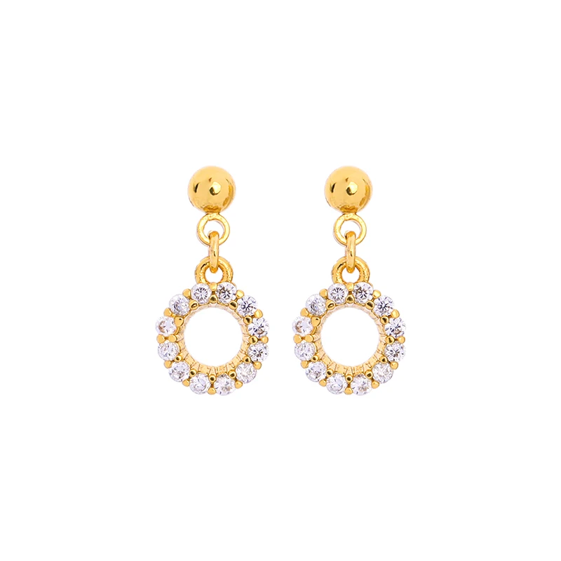 Romantic Drop Earring For Women Handmade Gold Color Zircon Round High Quality Wedding Date Gift Jewelry Accssory | Украшения и