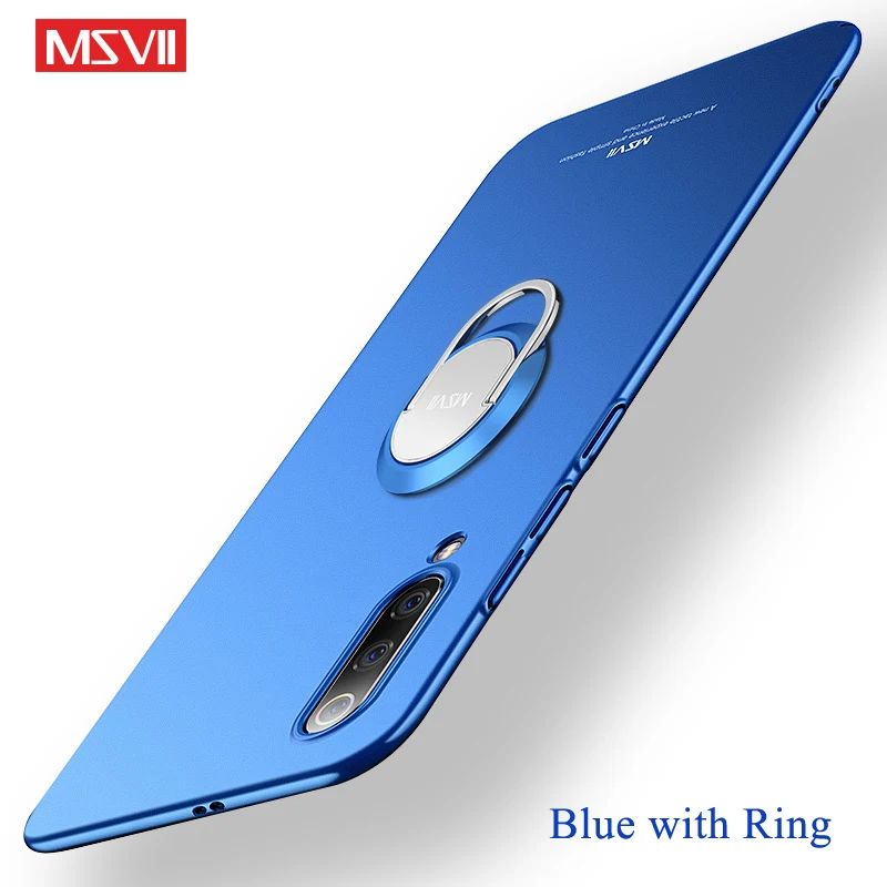 Чехол MSVII mi 9 матовый чехол для Xiaomi mi 9T mi 8 Pro Чехол Xio mi 9 SE Чехол-держатель с кольцом для Xiao mi CC9 Pro mi 8 9 Lite чехол s - Цвет: Blue With Ring