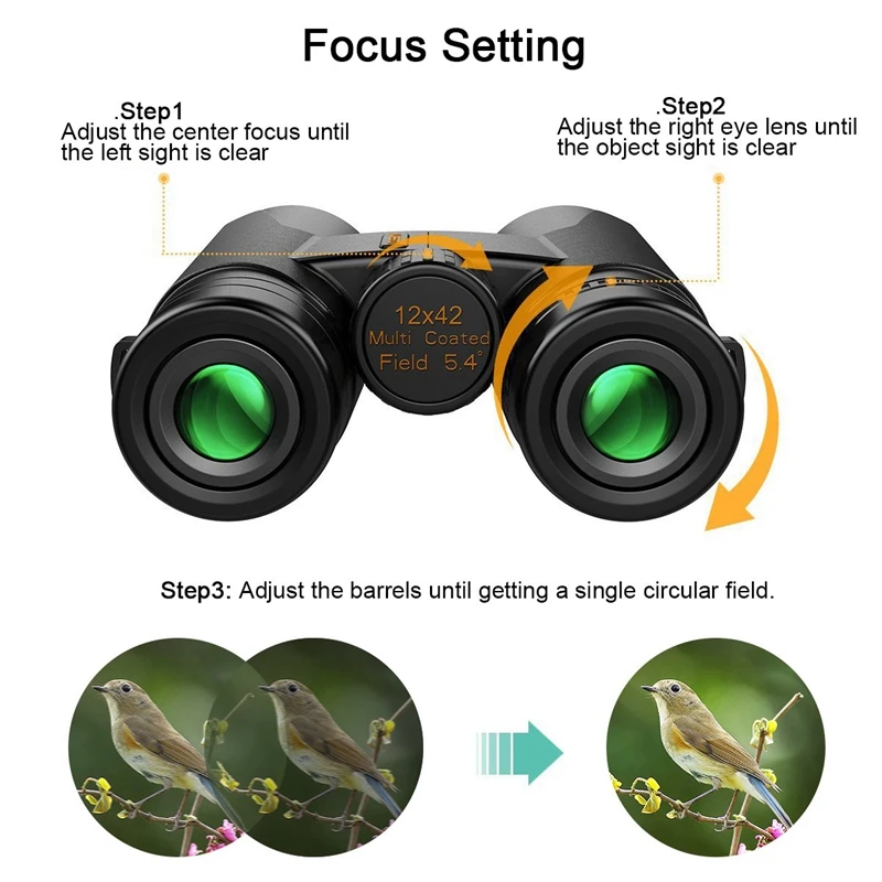 

High Power Binoculars 12x42 Bak4 Prism For Adults Fogproof Waterproof Great For Bird Watching Travel Stargazing Hunting Concerts