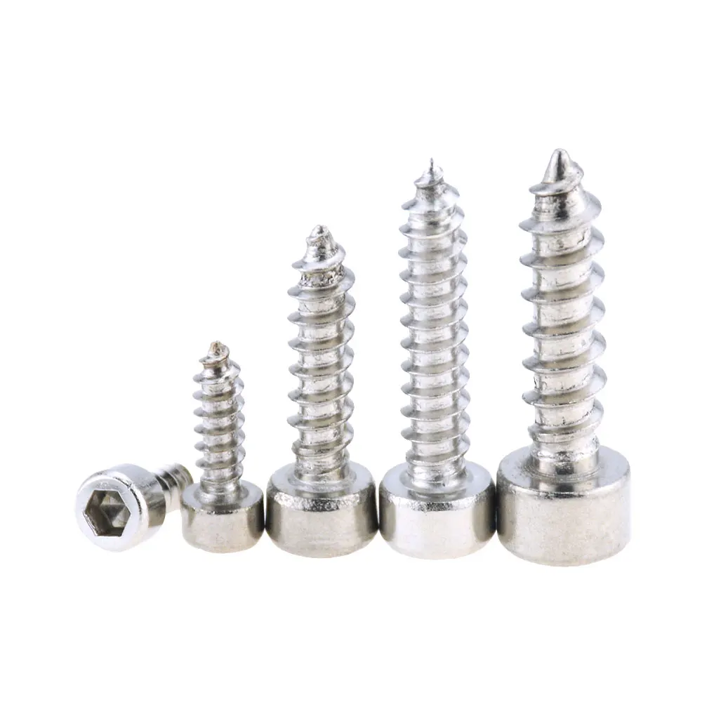 100pcs/Lot M2/M2.6/M3 Metric Thread 304 Stainless Steel Hex Socket Head Cap self tapping Screw Bolts | Обустройство дома