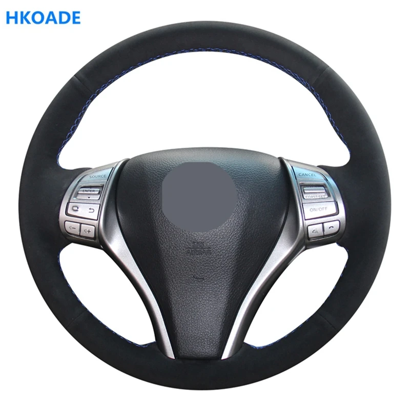 Мягкая замшевая ткань HKOADE для Nissan X Trail Teana Altima Qashqai Tiida Pulsar Navara 2016 2019|Чехлы на руль| |