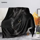 Плед Upetstory с принтом черного кота, s на кровать для взрослых, 3D животное, плюшевое одеяло, покрывала, кошачий глаз, меховое тонкое одеяло