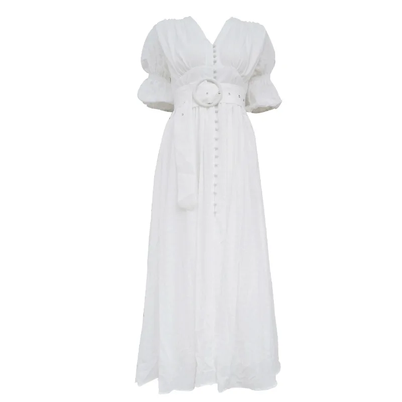 Женское винтажное платье мини на пуговицах летнее однобортное с высокой талией и