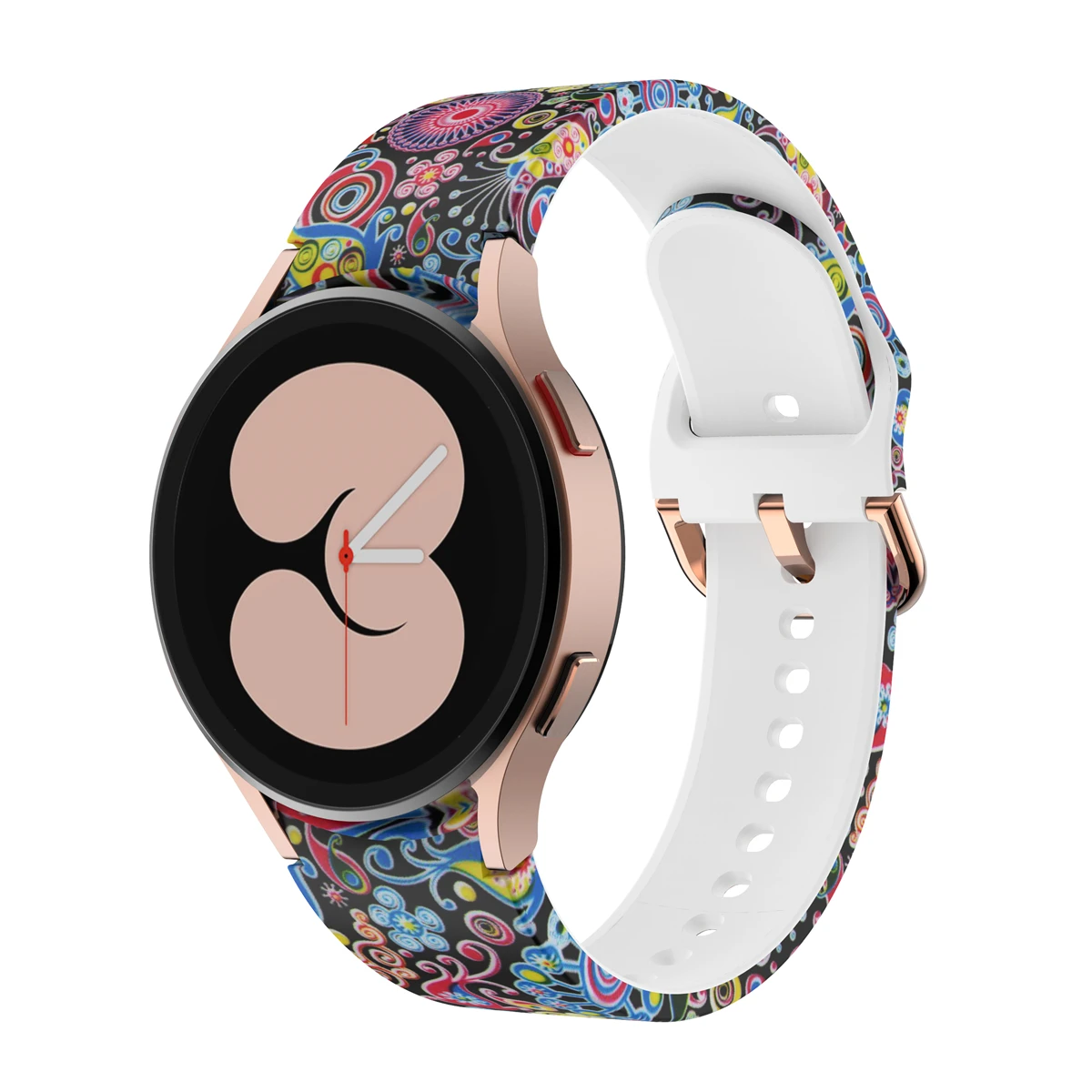 Ремешок для часов Galaxy Watch 4 Band браслет с леопардовым и радужным принтом