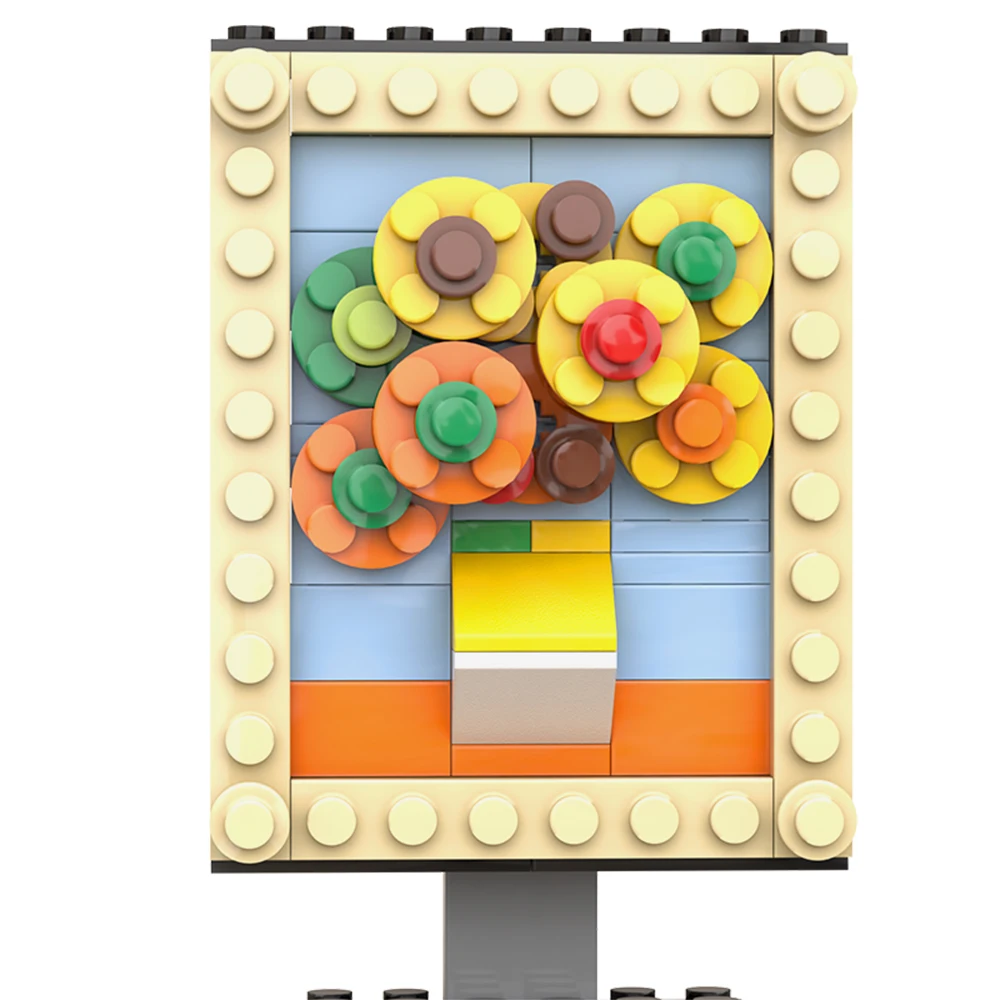 MOC Mini Pixel Pictures Building Blocks Set For Van Sunflowers Human Art Painting Bricks DIY Idea Assemble Toy Children Gift | Игрушки и