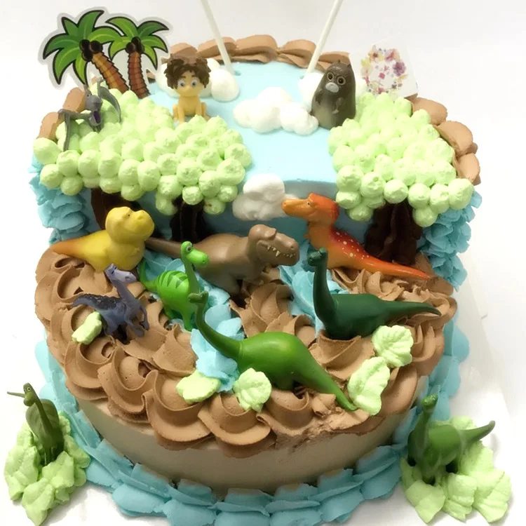 12 шт./компл. тропический Топпер для торта в джунглях с динозавром вечерние