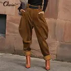 Винтажные вельветовые шаровары Celmia с высокой талией, женские брюки с эластичным поясом и карманами, повседневная юбка