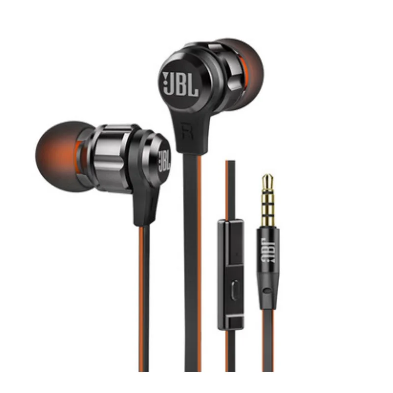 JBL T180A наушники-вкладыши с пультом дистанционного управления и микрофоном, спортивные музыкальные наушники с чистым басом для смартфонов leagoo s9 iPhone - Цвет: Черный