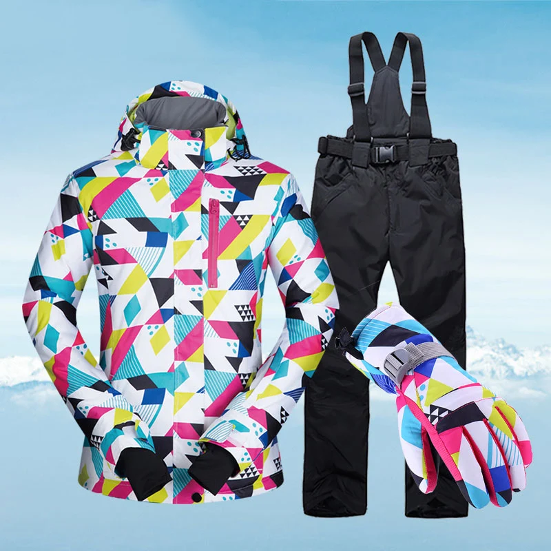 Женский лыжный костюм теплый водонепроницаемый дышащий для лыж и сноуборда до 30