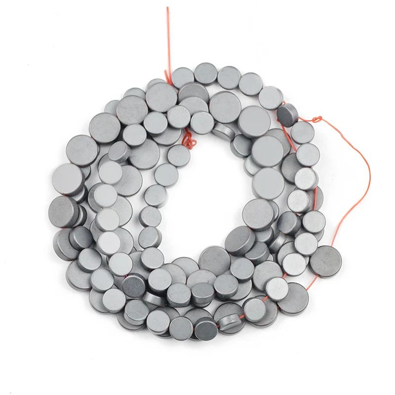 Матовые гематитовые монеты из натурального черного камня плоские круглые бусины