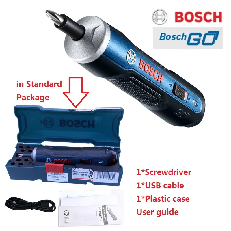 GO-standard Фирменная оригинальная электрическая Шуруповерт BOSCH GO Mini 3,6 В, литий-ионная аккумуляторная батарея, Аккумуляторная дрель с набором сверл - Цвет: GO-standard