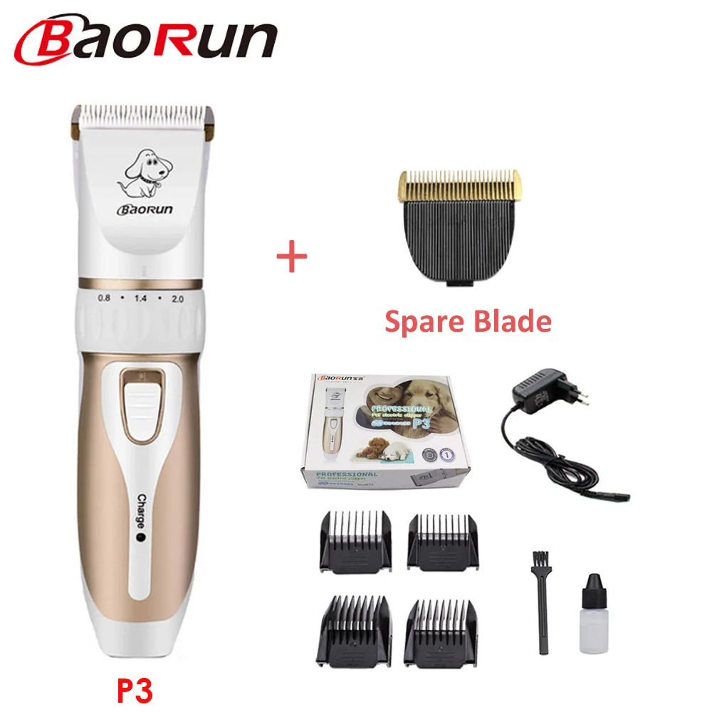 P3 Add Blade Baorun P2 кусачки для собак, профессиональная машинка для стрижки домашних животных, кошек, триммер, набор, перезаряжаемая машинка для стрижки кошек, бритва для домашних животных - Цвет: P3 Add Blade