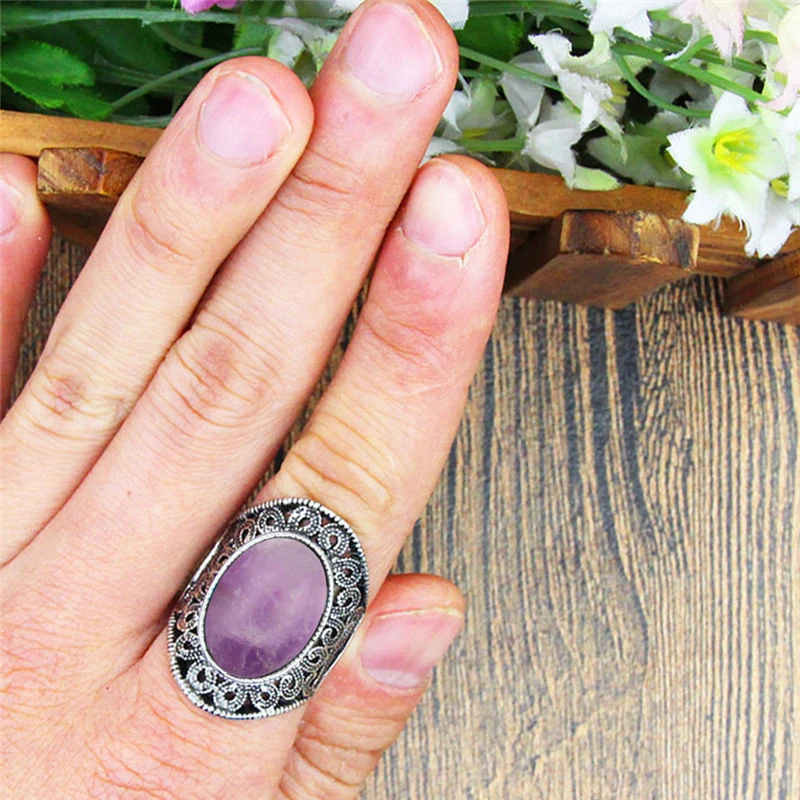 Овальный Природный Фиолетовый Камень Ювелирные наборы Цепочки и ожерелья Серьги