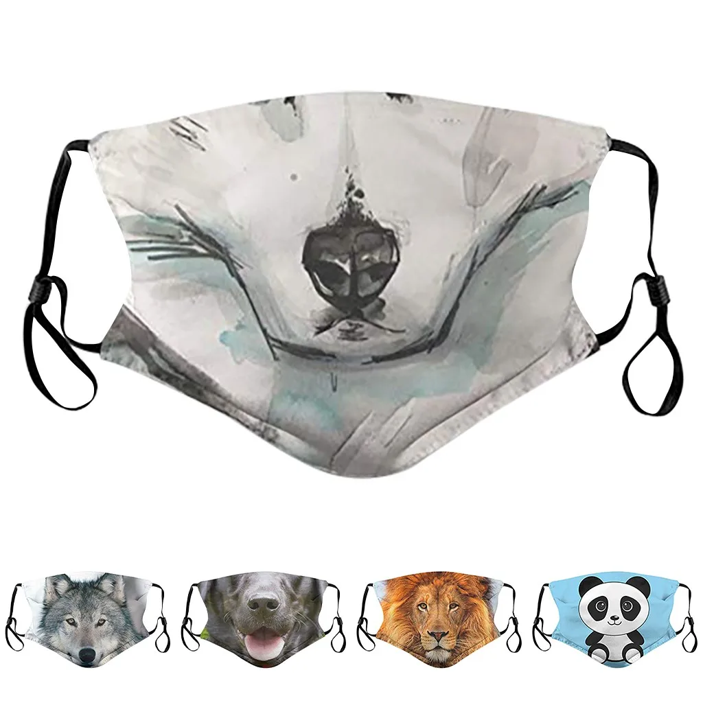 1 шт. маска для рта с фильтрами изображением кота взрослых мужчин и женщин в