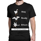 Футболка с надписью Stay Ready Attack Goose, мужские Забавные топы, футболка без названия с играми гусиных игр, рубашки, Новогодняя одежда
