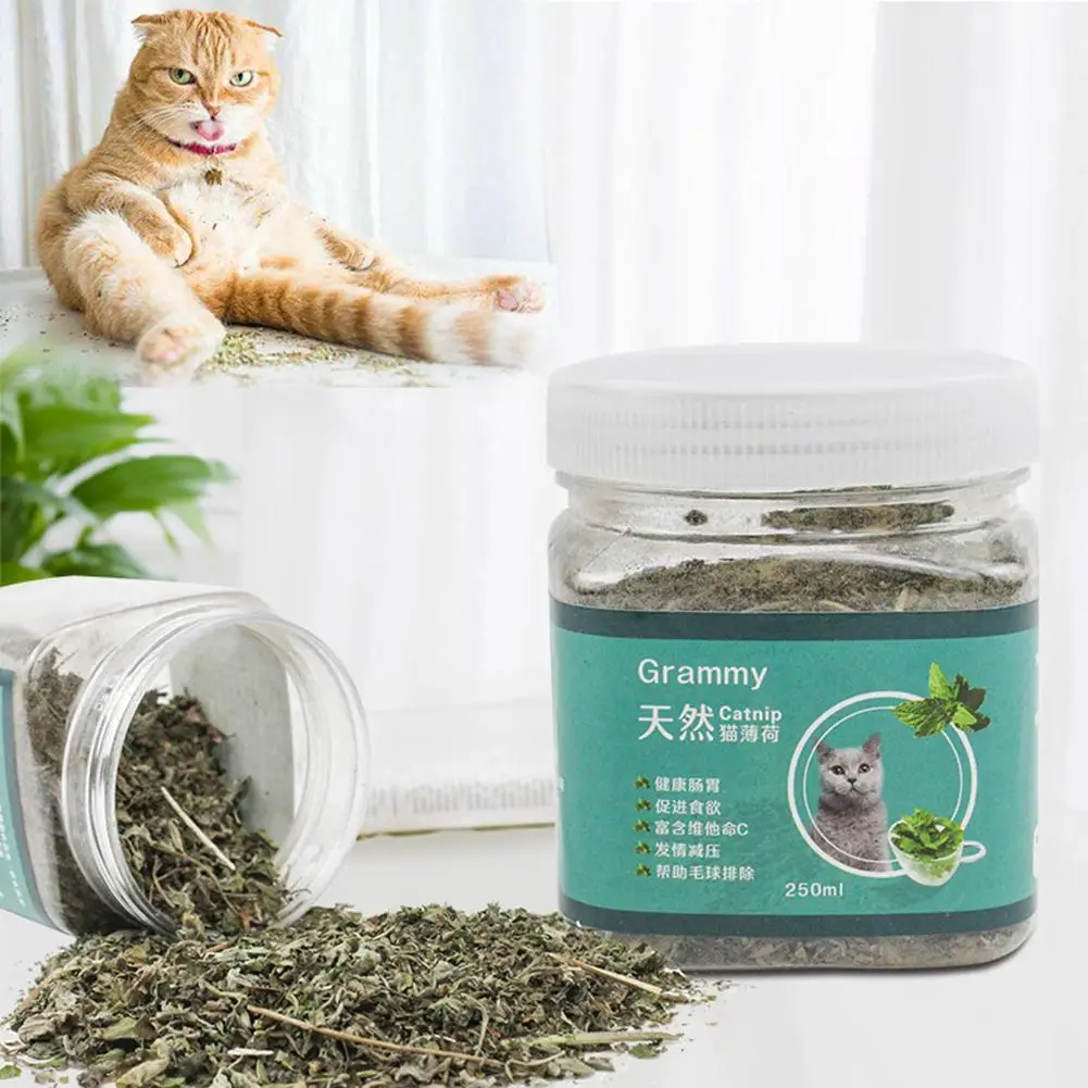 

250ml Natural Healthy Catnip Help Digestion Cat Kitten Menthol Flavor Pet Snack Can Sprinkled On Toys For Cat-mint Cat Supplies