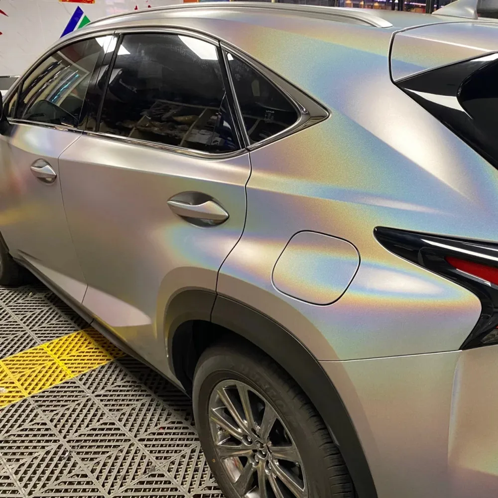 

HOHOFILM серебристый матовый Хамелеон Лазерная хромированная Автомобильная оболочка виниловая, хромированная виниловое лазерное покрытие Автомобильная оболочка наклейка переводная пленка для отпуска воздуха