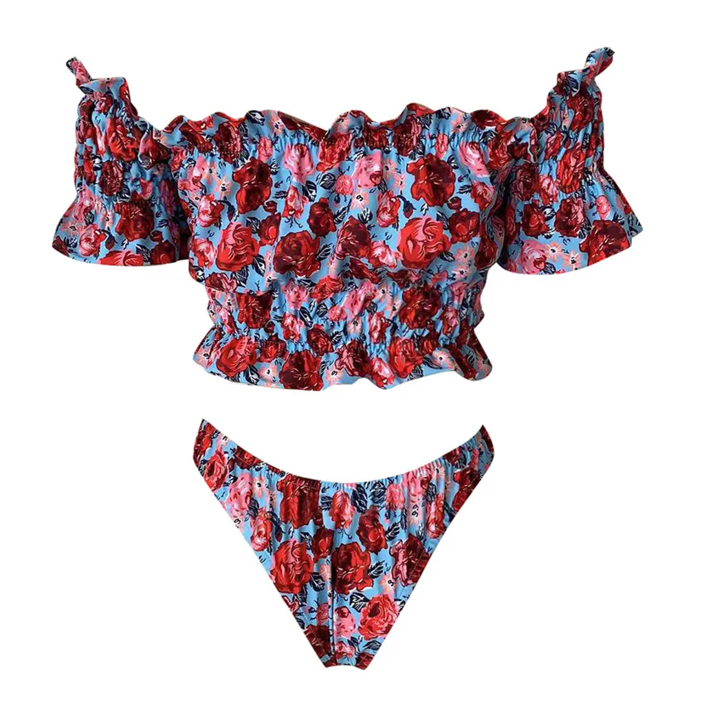 JAYCOSIN купальники для женщин плечо ретро небольшой свежий Купальник Набор пляжные