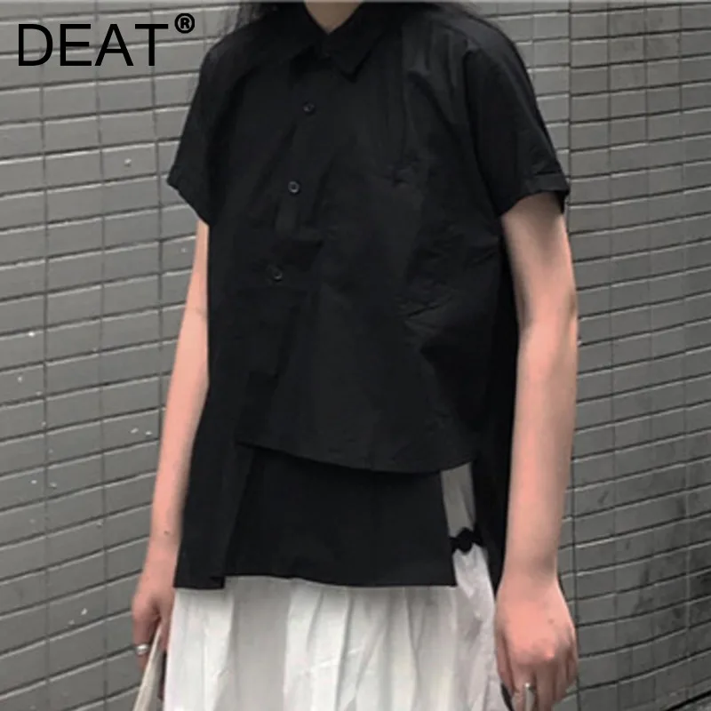 Женская Асимметричная рубашка DEAT однотонная Повседневная Блузка в полоску с