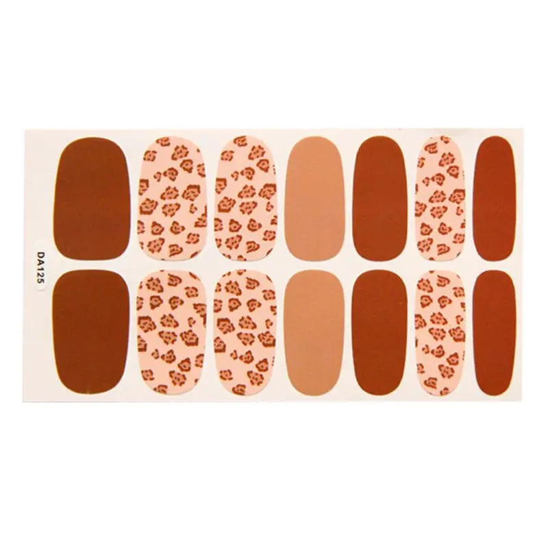 14 стикеров/листов винтажный леопард полный дизайн ногтей наклейки Обертывания