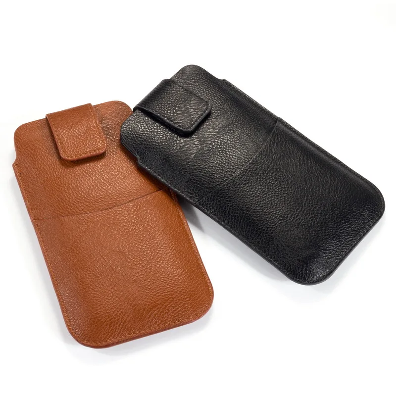 

Universal Men's Bags Waist Packs PU Leather Phone Bags Solid Color Cellphone Waist Bag Pocket Handbags Belt Pouch Cover For Male