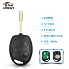 Автомобильный Дистанционный ключ Dandkey 433 МГц для Ford Fusion Focus 2 Fiesta Transit Mondeo Galaxy 4D60 4D63 40 80 bits Chip Uncut FO21 Blade