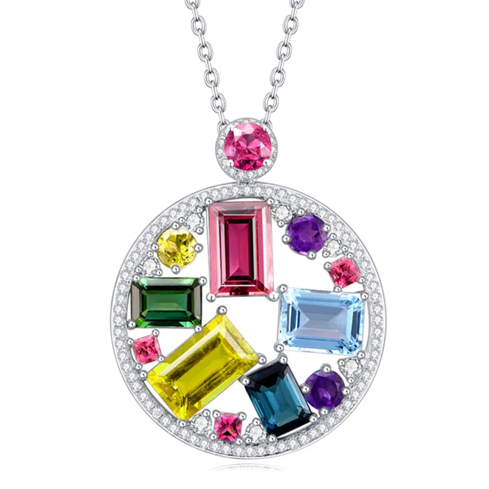 Большой многоцветный Подвеска из драгоценных камней ожерелье для женщин