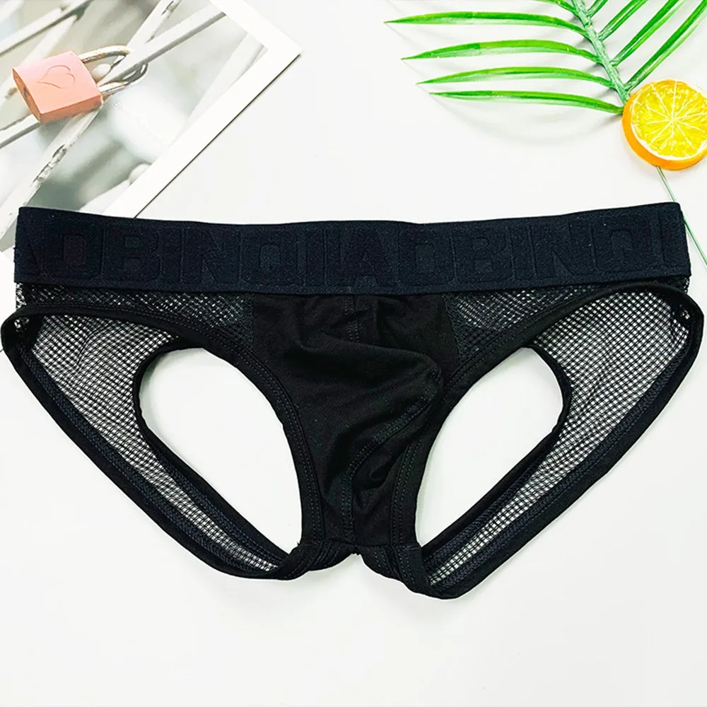 Мужские трусы брифы с мешочком для пениса черные эротические бикини карманом