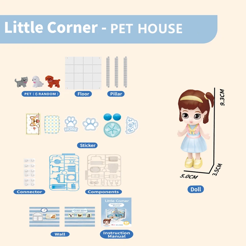 Little Corner DIY Assembles toys Doll House Living Room Ice cream Kitchen Piano Bed Dressing Dining Bath Pet Christmas Boy Gril |