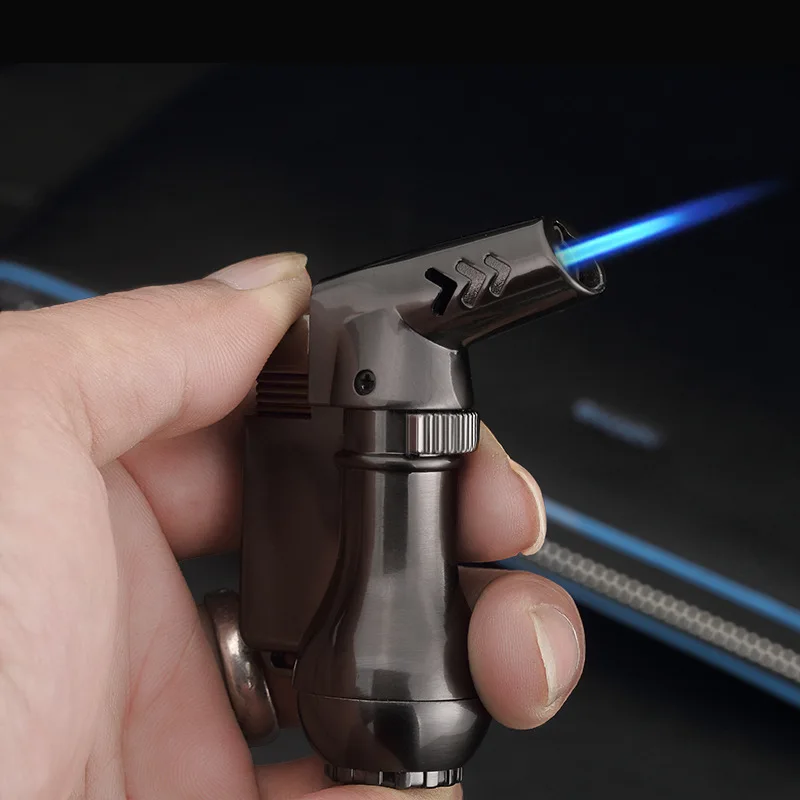 

Windproof small spray gun lighter welding torch lock fire metal butane gas lighter kitchen barbecue cigar pipe accessories men's
