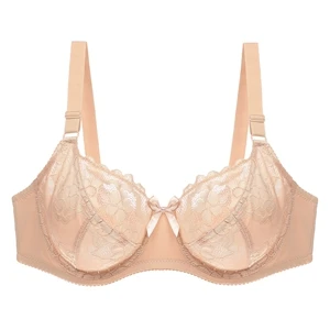 Beige Beauwear женские кружевные бюстгальтеры больших размеров на косточках, сексуальные цветочные Бюстгальтеры Soutien Gorge с полной чашкой, не поролоновые бюстгальтеры 36DD 38E 40E 42D 44E 44D 46D - Цвет: Beige
