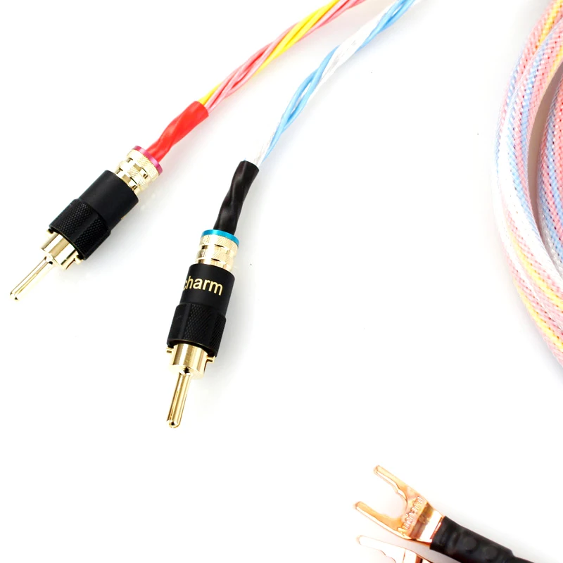 Одна пара Hi-Fi посеребренный кабель для динамиков Hi-end 4N OFC провод систем Y-образный