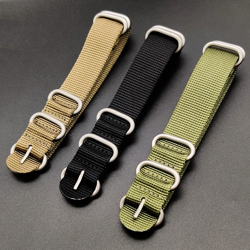 nylon straps 20mm 22mm Nylon Watch Band Strap Zulu strap watch strap ring buckle 280mm Watchband Steel diving strap