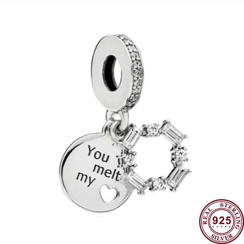 

100% 925 Sterling Silver New Style Ice Sculpture Swing Charm Pendant Fit Pandora Women Bracelet & Necklace Diy Jewelry