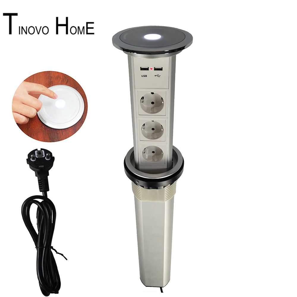 Preise EU Stecker Desktop-buchse/touchscreen Intelligente Elektrische Eine Taste Hebe Versteckte Tisch Top Küche BUCHSE/USB Lade