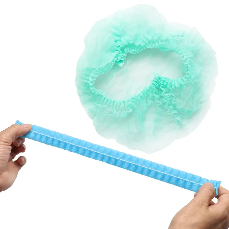 green 100pcs 100 шт одноразовые плиссированные эластичные сетчатые формы нетканые для наращивания ресниц банные шляпы прозрачные водонепроницаемые шапки для волос шапочка для душа - Цвет: green 100pcs