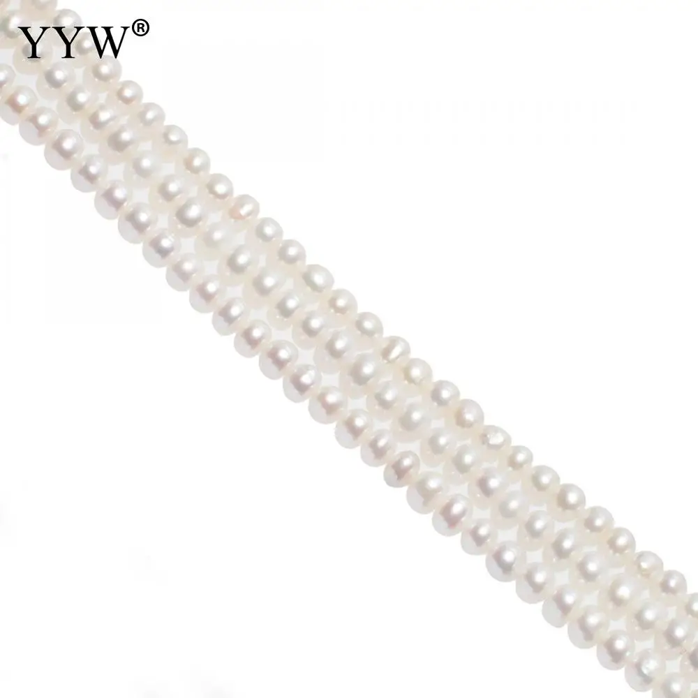 

4mm Cultured Button Freshwater White Pearl Beads Round Polished Wholesale Pearls Diy Accessories Fashion Jewelry Sold By Strand
