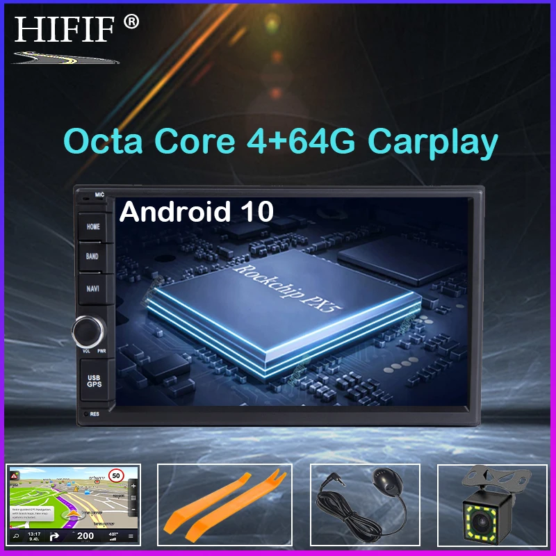 Универсальный Автомобильный мультимедийный плеер PX6 DSP IPS 8 ядер Android 10 2 din