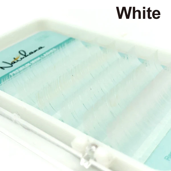White Mixed Length NATUHANA Премиум норковые красные розовые коричневые фиолетовые синие зеленые белые радужные ресницы для наращивания натуральные Мягкие Накладные цветные ресницы - Цвет: White Mixed Length