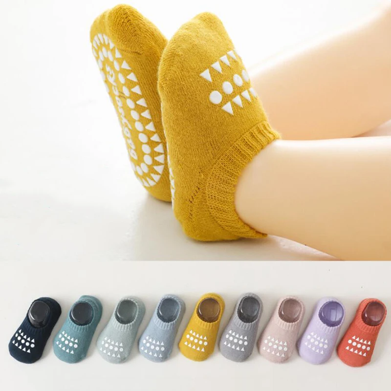 

Детские Нескользящие носки ярких цветов, осенне-зимние теплые утепленные носки для новорожденных, детские носки для мальчиков, младенцев в помещении