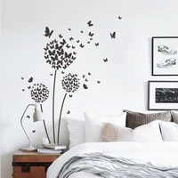 large black dandelion flower wall stickers home decoration living room bedroom furniture art decals butterfly murals